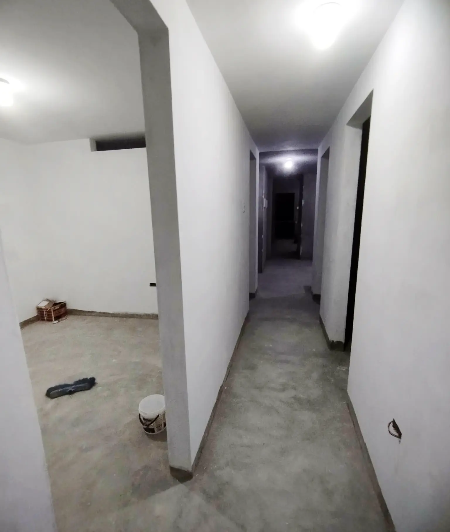 Pintura de paredes y techos en pasadizo